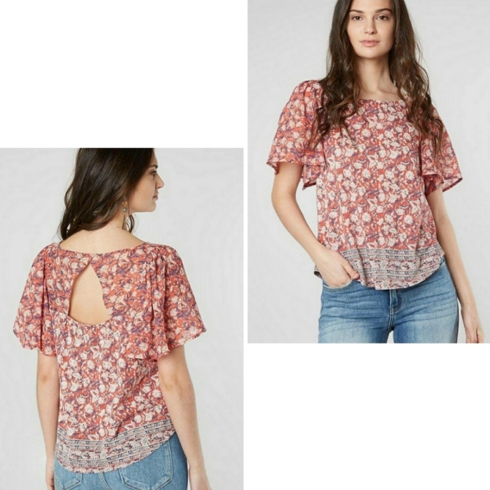 NWOT Lucky Brand Woven Floral Blouse, Large